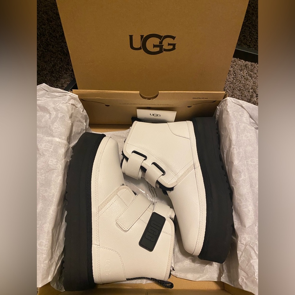 UGG Neumel Platform Leather Boots - White | Size 5 | NWT